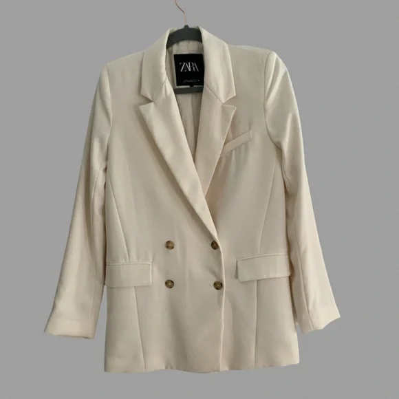 Zara Blazer Ivory Double Breasted - Picture 5 of 12